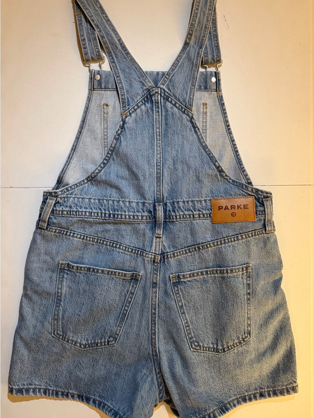 Parke x Target Light Wash Denim Short Overalls - Blue
